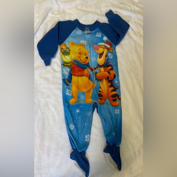 Disney Blue Winnie the Pooh and Tigger Kids Footie - Picture 1 of 1